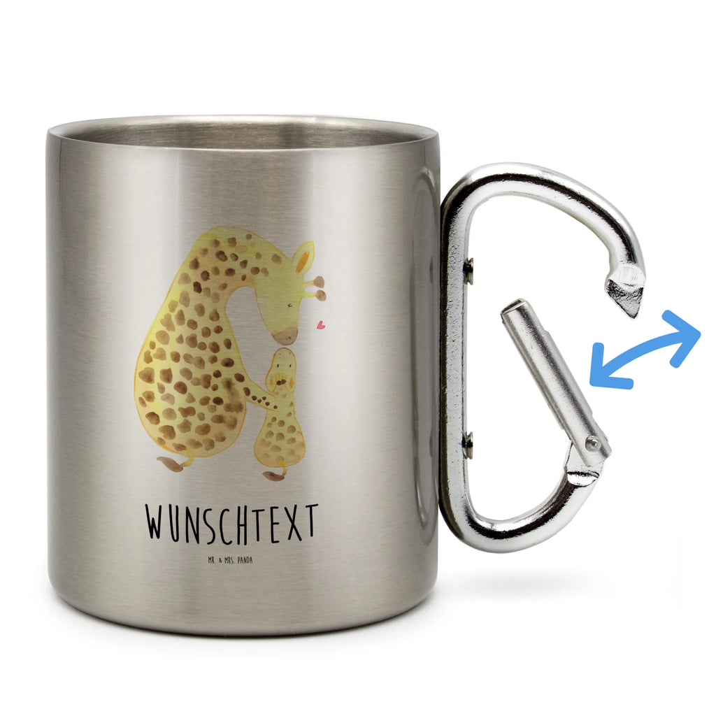 Spersonalizowany kubek ze stali nierdzewnej żyrafa dziecko Afryka, dzikie zwierzęta