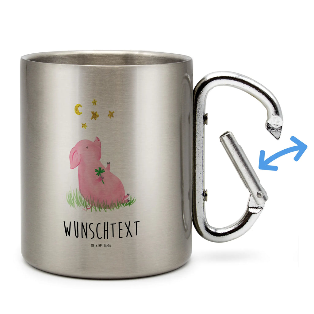 Spersonalizowany kubek ze stali nierdzewnej świnia Szczęście Motywy zwierzęce, dobra energia, zabawne powiedzonka, zwierzęta