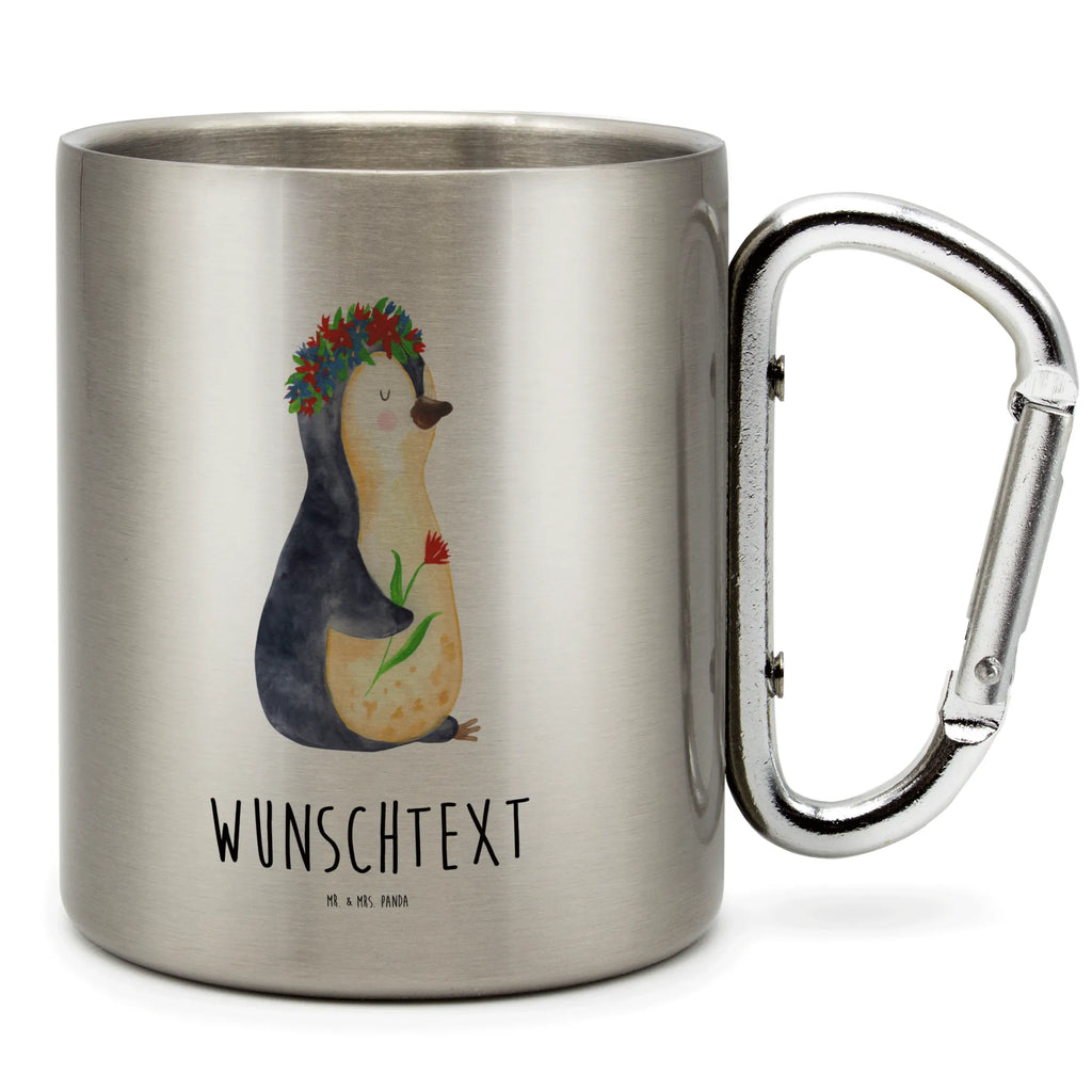 Spersonalizowany kubek ze stali nierdzewnej pingwin kwiaty Pinguin
