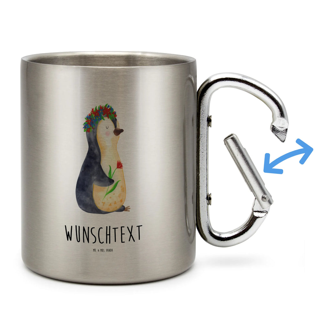Spersonalizowany kubek ze stali nierdzewnej pingwin kwiaty Pinguin