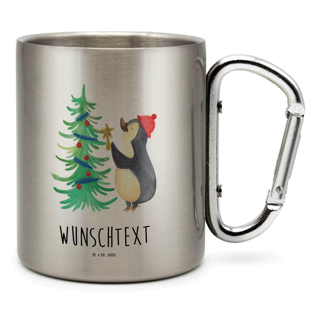 Personalized Stainless Steel Mug penguin Christmas tree Winter, Christmas, Christmas time, snow, Penguin