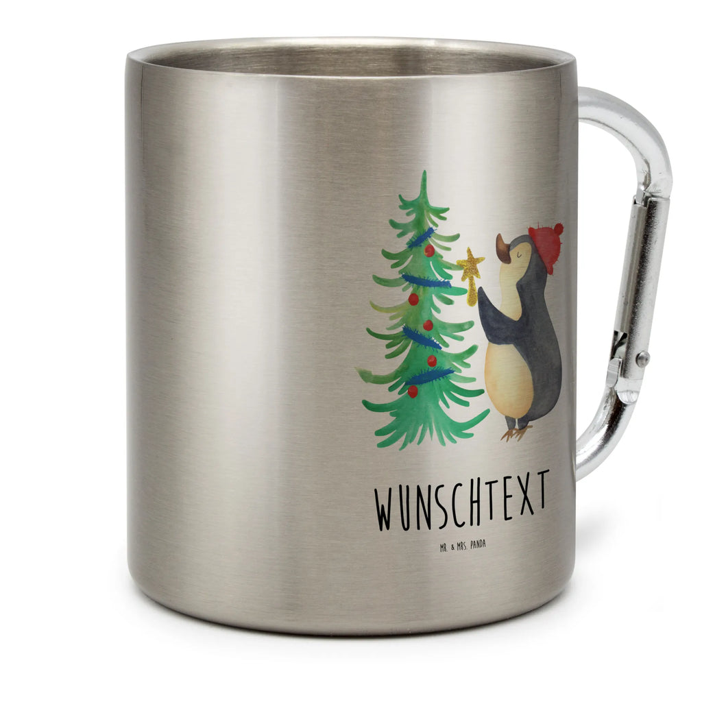 Personalized Stainless Steel Mug penguin Christmas tree Winter, Christmas, Christmas time, snow, Penguin