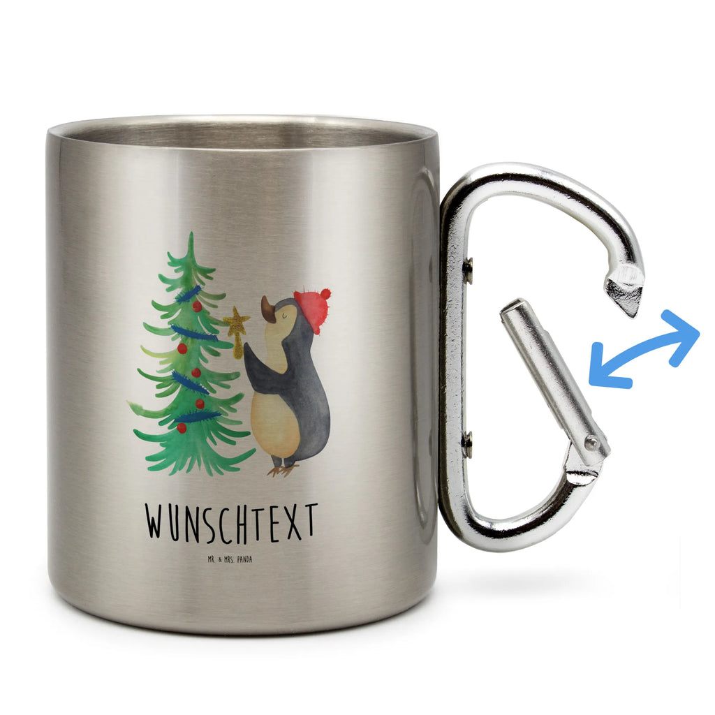 Personalized Stainless Steel Mug penguin Christmas tree Winter, Christmas, Christmas time, snow, Penguin