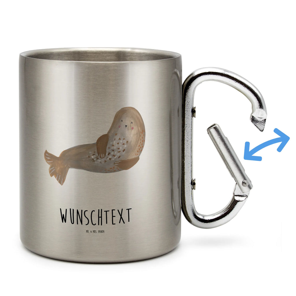 Spersonalizowany kubek ze stali nierdzewnej foka śmiech Motywy zwierzęce, dobra energia, zabawne powiedzonka, zwierzęta