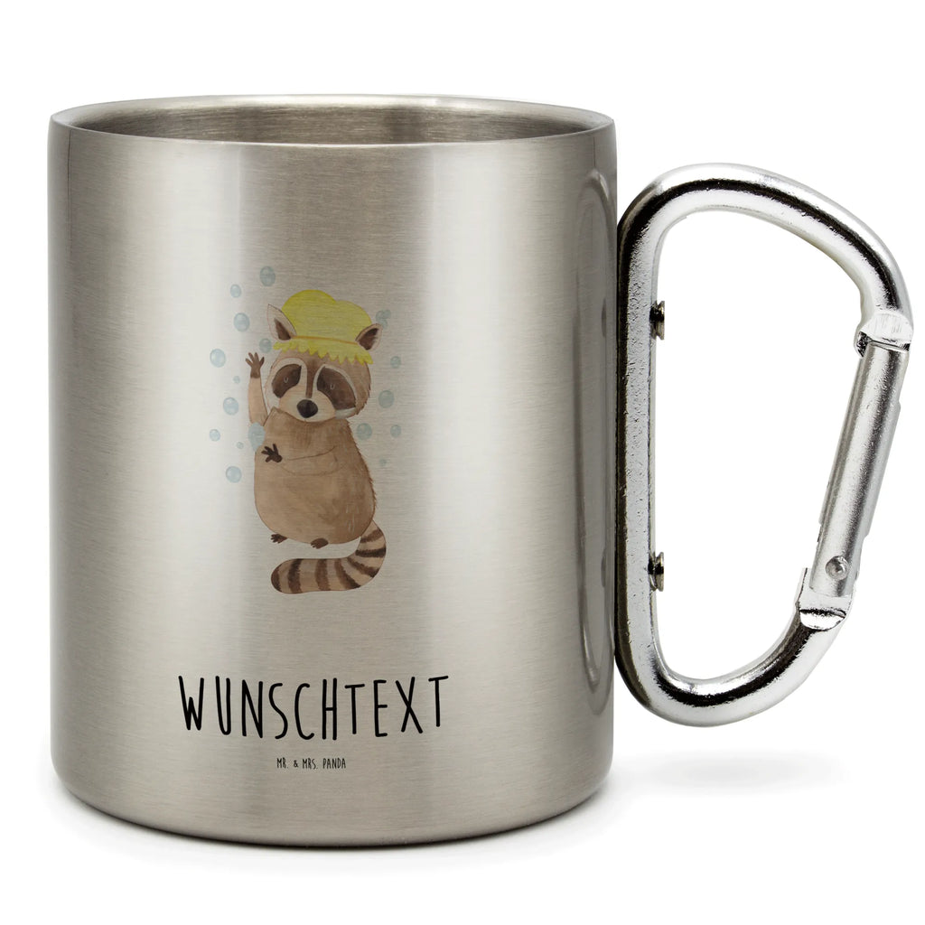 Personalized Stainless Steel Mug Raccoon small animals, cute, funny, cute animal motives, hand drawn, small world, funny sayings, good mood, happy, gifts, gift ideas, special gifts, animal lover, card, wash, plan, raccoon, daydreaming, soap bubbles