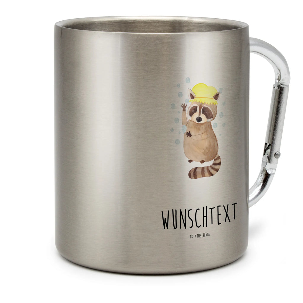 Personalized Stainless Steel Mug Raccoon small animals, cute, funny, cute animal motives, hand drawn, small world, funny sayings, good mood, happy, gifts, gift ideas, special gifts, animal lover, card, wash, plan, raccoon, daydreaming, soap bubbles