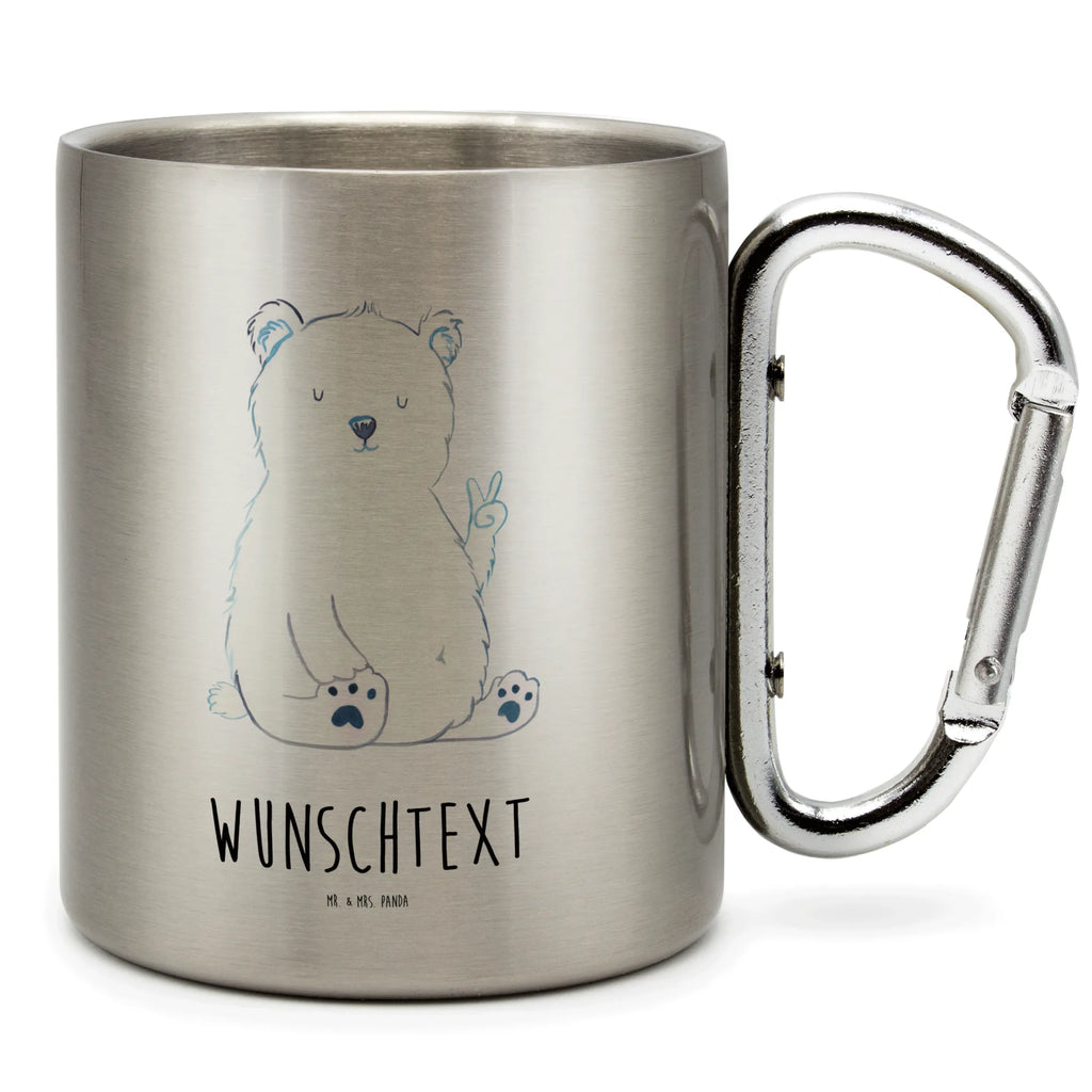 Personalized Stainless Steel Mug Icebear Lazy bear, teddy, teddy bear, cuddly toy, Polar bear, workplace, lazy, relaxing, home office, office, work, North Pole, office job