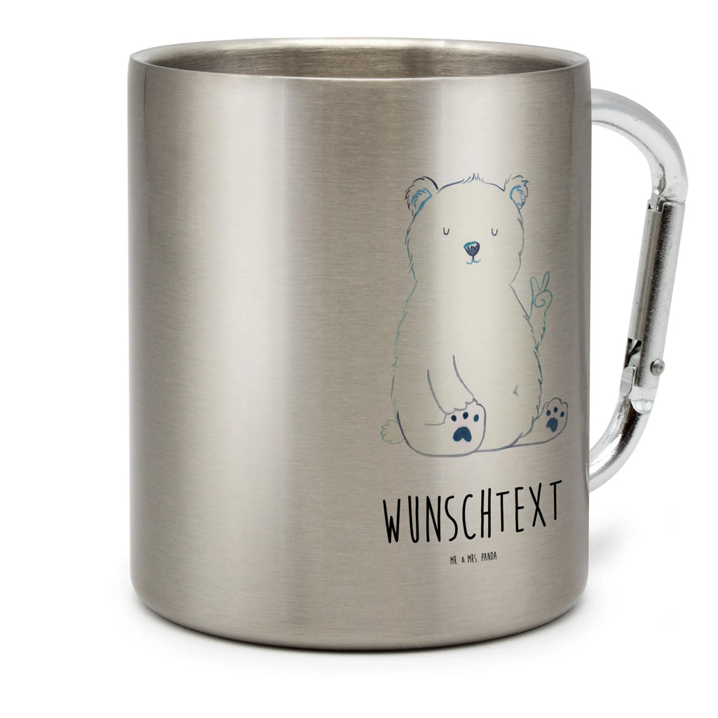 Personalized Stainless Steel Mug Icebear Lazy bear, teddy, teddy bear, cuddly toy, Polar bear, workplace, lazy, relaxing, home office, office, work, North Pole, office job