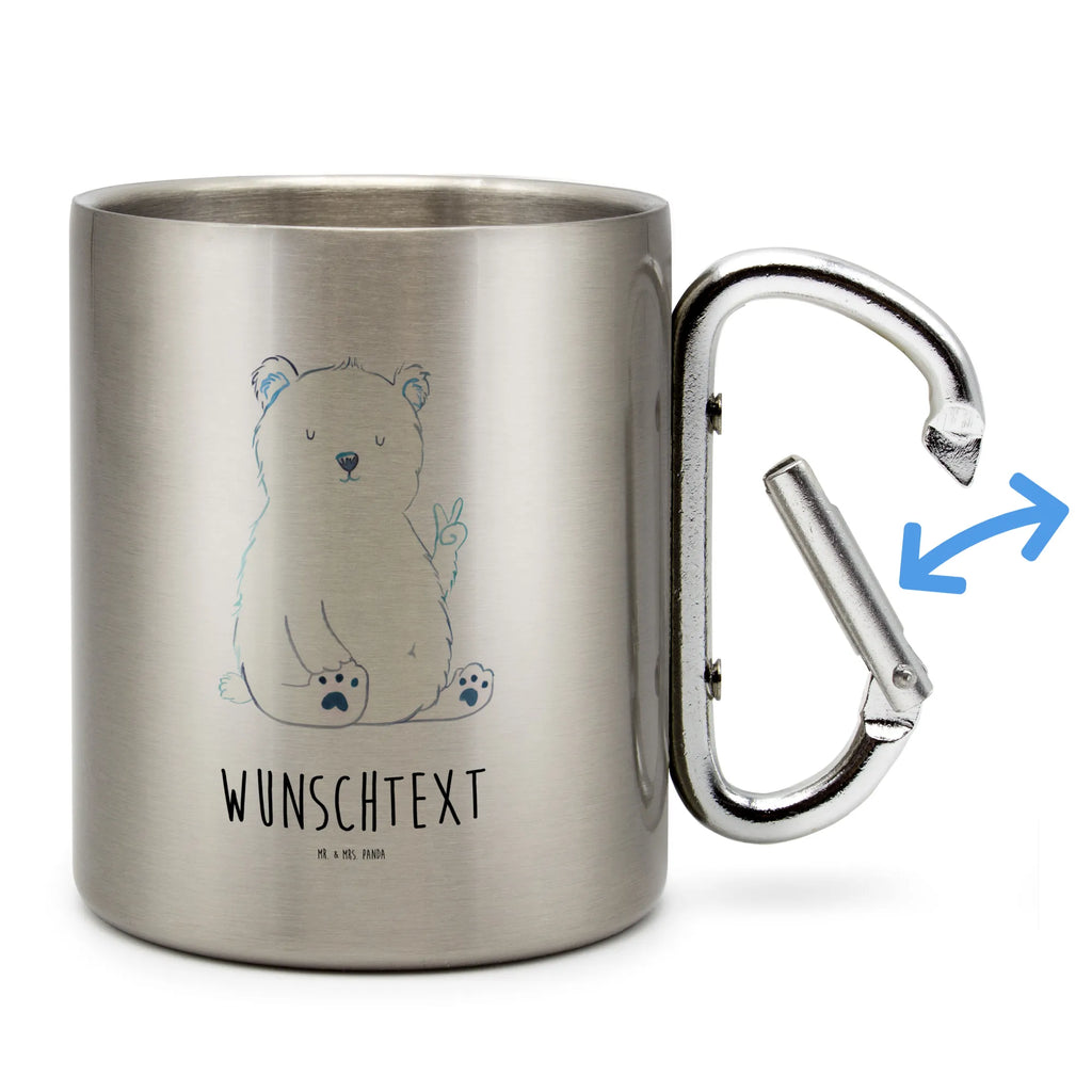 Personalized Stainless Steel Mug Icebear Lazy bear, teddy, teddy bear, cuddly toy, Polar bear, workplace, lazy, relaxing, home office, office, work, North Pole, office job