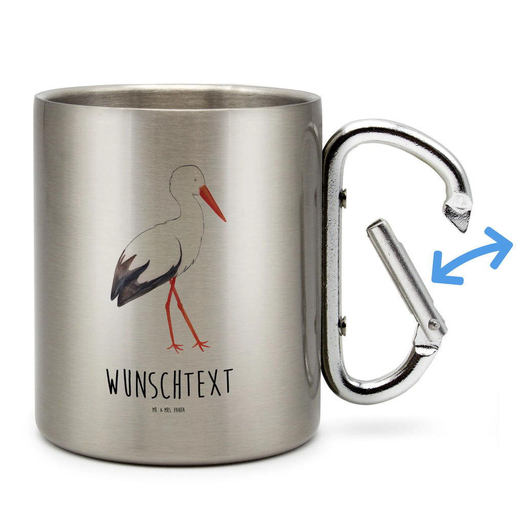 Personalized Stainless Steel Mug Stork small animals, cute, funny, cute animal motives, hand drawn, small world, funny sayings, good mood, happy, gifts, gift ideas, special gifts, animal lover, card, birth, pregnant, pregnancy, mother, stork, baby, baby bump, becoming a mother, mothers