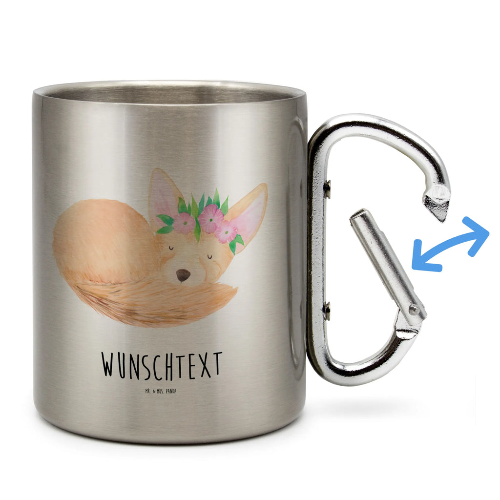 Spersonalizowany kubek ze stali nierdzewnej lis pustynny kwiaty Afryka, dzikie zwierzęta