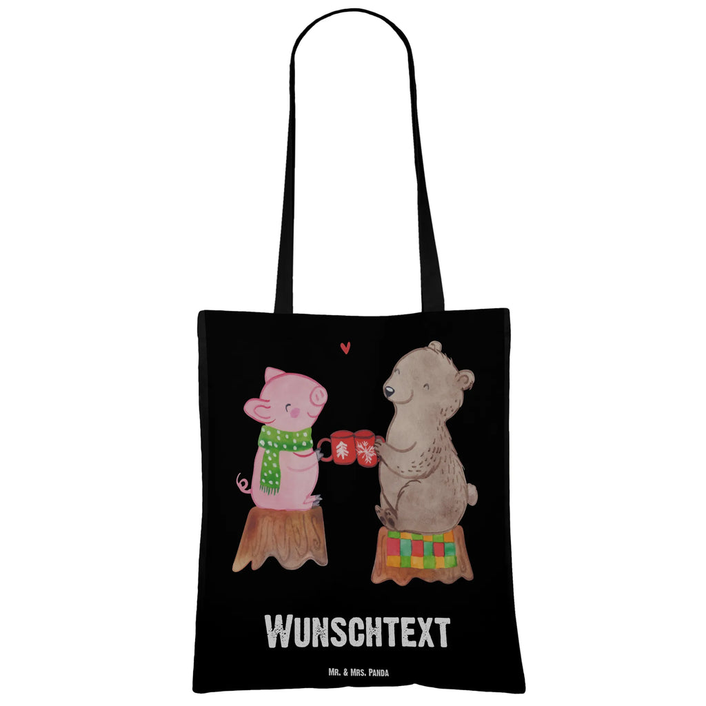 Personalised tote bag Glowing Pig Bash Winter, Christmas, Christmas time, snow
