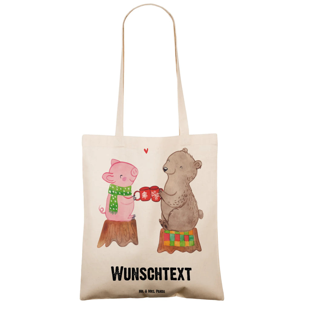 Personalised tote bag Glowing Pig Bash Winter, Christmas, Christmas time, snow