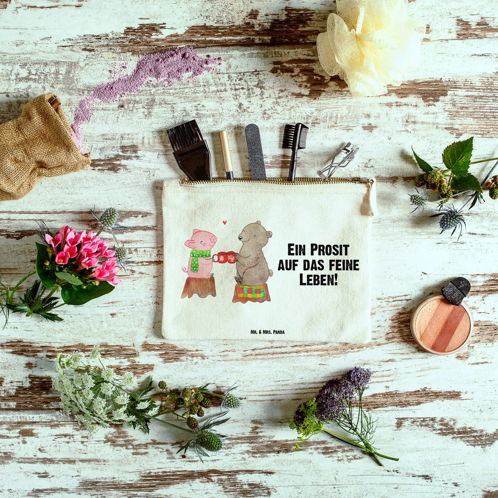 torebka na makijaż Ciepły prosiaczek Impreza Schlampermäppchen, Federmappe, Kulturtasche, Schminkbeutel, pencil case, toiletry bag, Waschbeutel, Waschtasche, utensilientasche, Kulturbeutel, Stiftemäppchen, Schminktäschchen, aufbewahrungstasche, Kosmetikbeutel, pinsel tasche, Schminktasche, Mäppchen, Etui, beauty case, aufbewahrungsbeutel, Kosmetiktasche, kosmetiktäschchen, beauty tasche, Weihnachten, Winter, Weihnachtsdeko, Nikolaus, Advent, Heiligabend, Wintermotiv, Schwein, Bär, Alles Gute, Weihnachtszeit, Prost