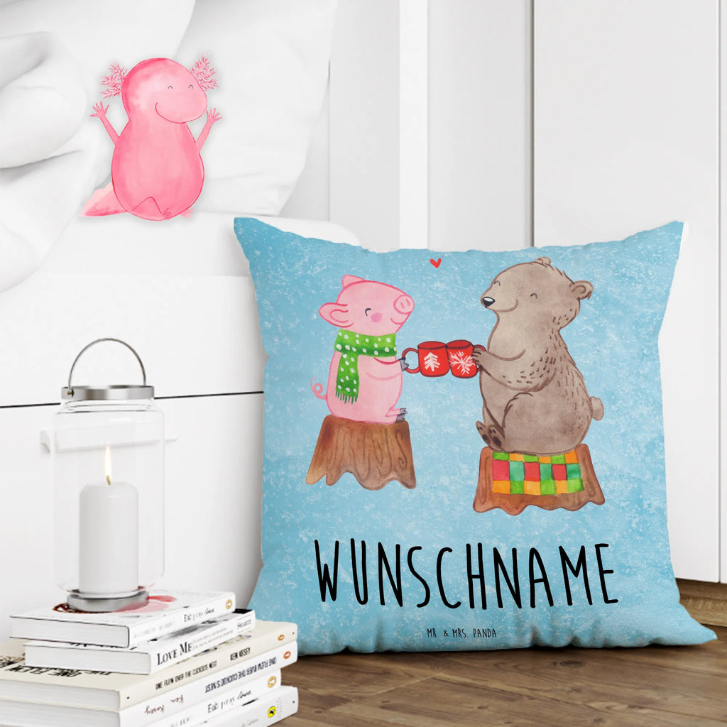 Personalised cushion Glowing Pig Bash Winter, Christmas, Christmas time, snow