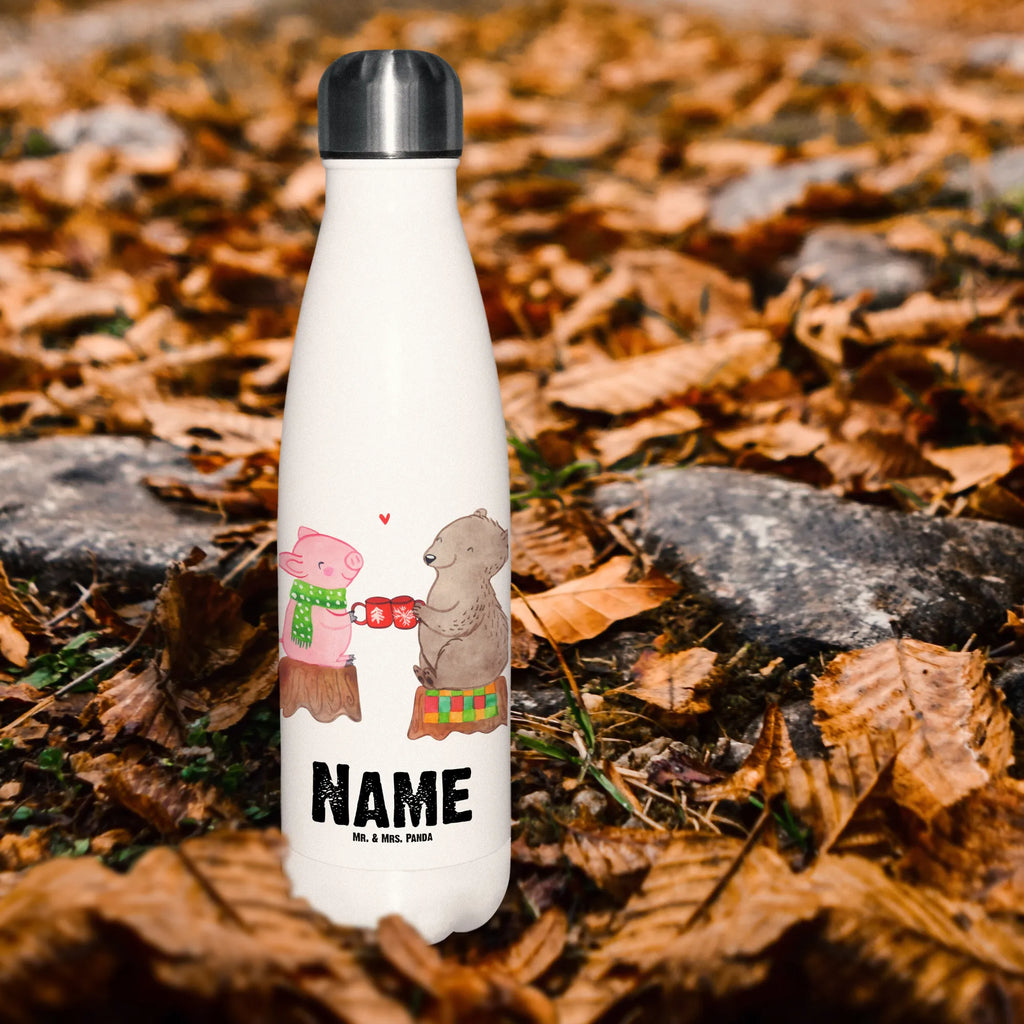 Personalised insulated bottle Glowing Pig Bash Winter, Christmas, Christmas time, snow