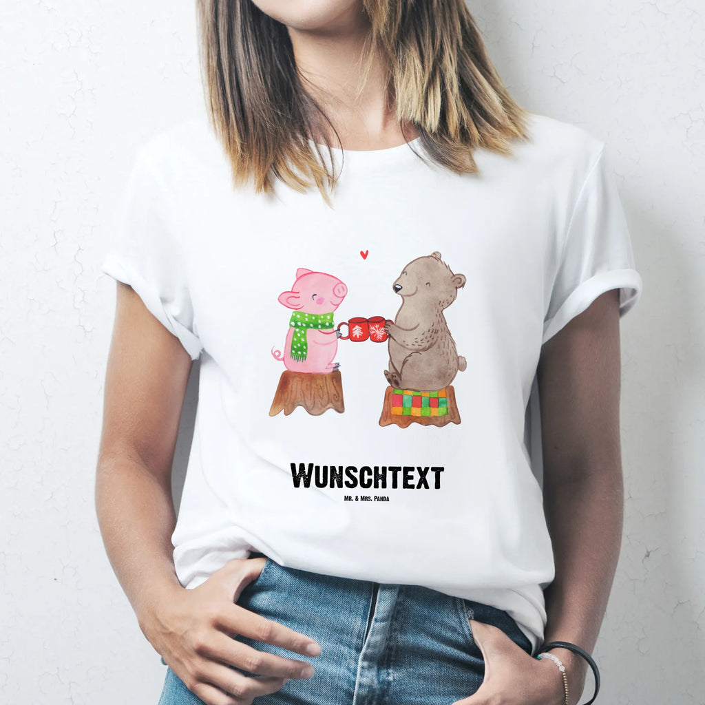 Rozmiar L Personalizowana koszulka Ciepły prosiaczek Impreza T-Shirt mit Aufruck, T-Shirt mit Namen, T-Shirt Personalisiert, Weihnachten, Winter, Weihnachtsdeko, Nikolaus, Advent, Heiligabend, Wintermotiv, Alles Gute, Bär, Weihnachtszeit, Prost, Schwein
