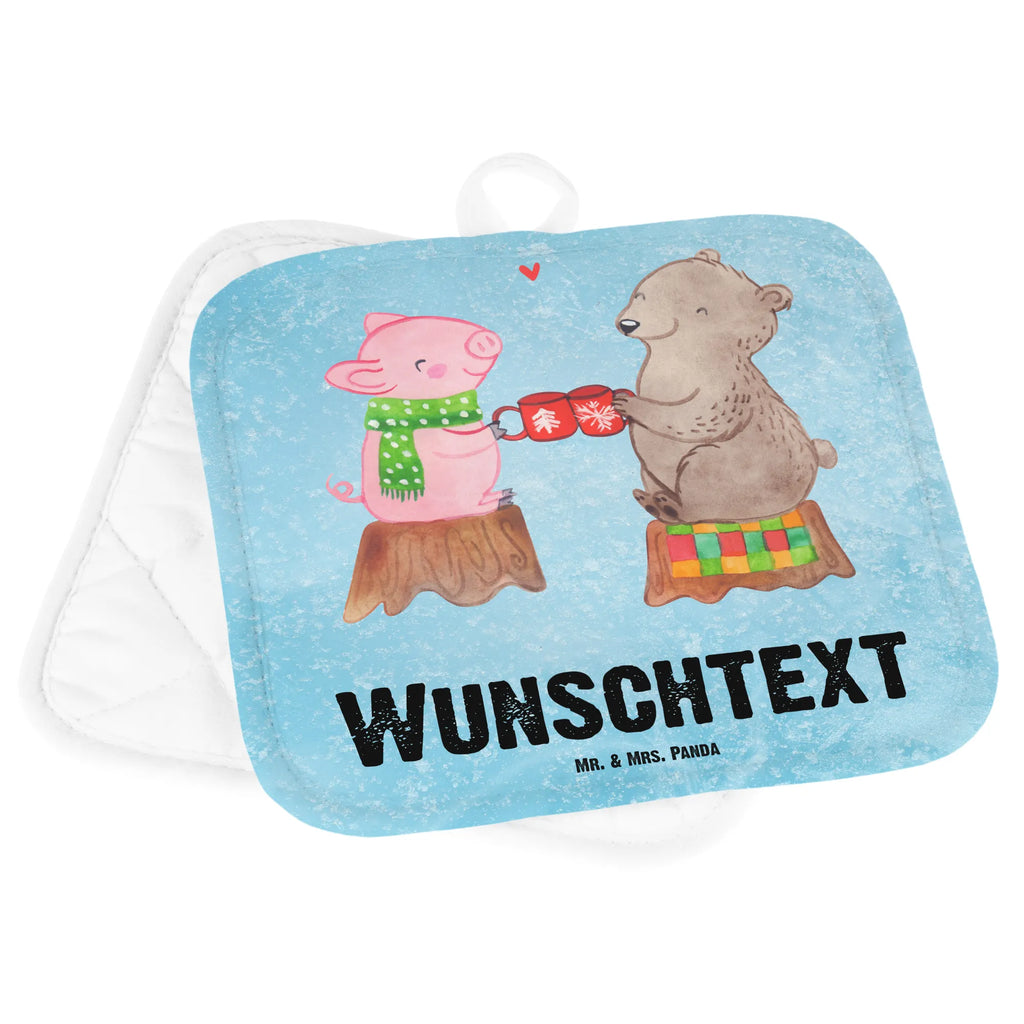 Personalised pot holder Glowing Pig Bash Winter, Christmas, Christmas time, snow