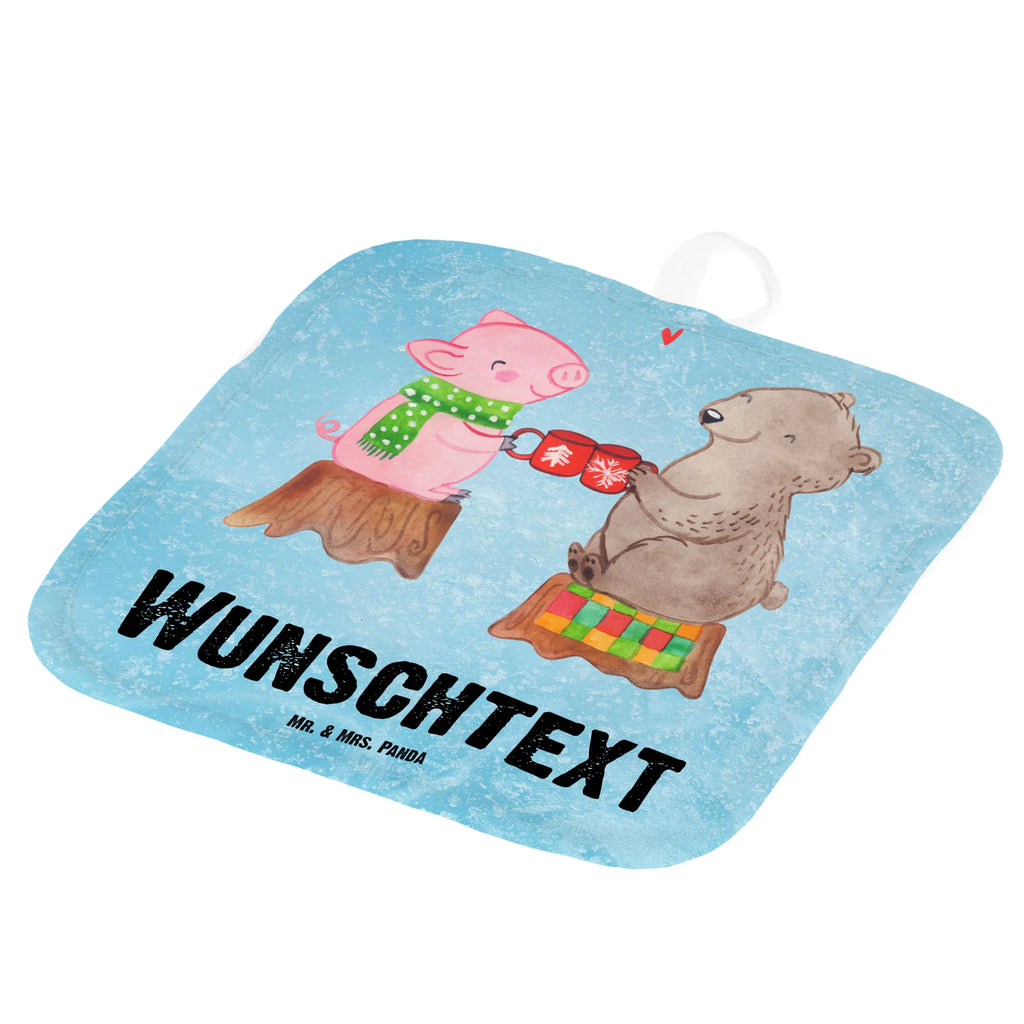 Personalised pot holder Glowing Pig Bash Winter, Christmas, Christmas time, snow