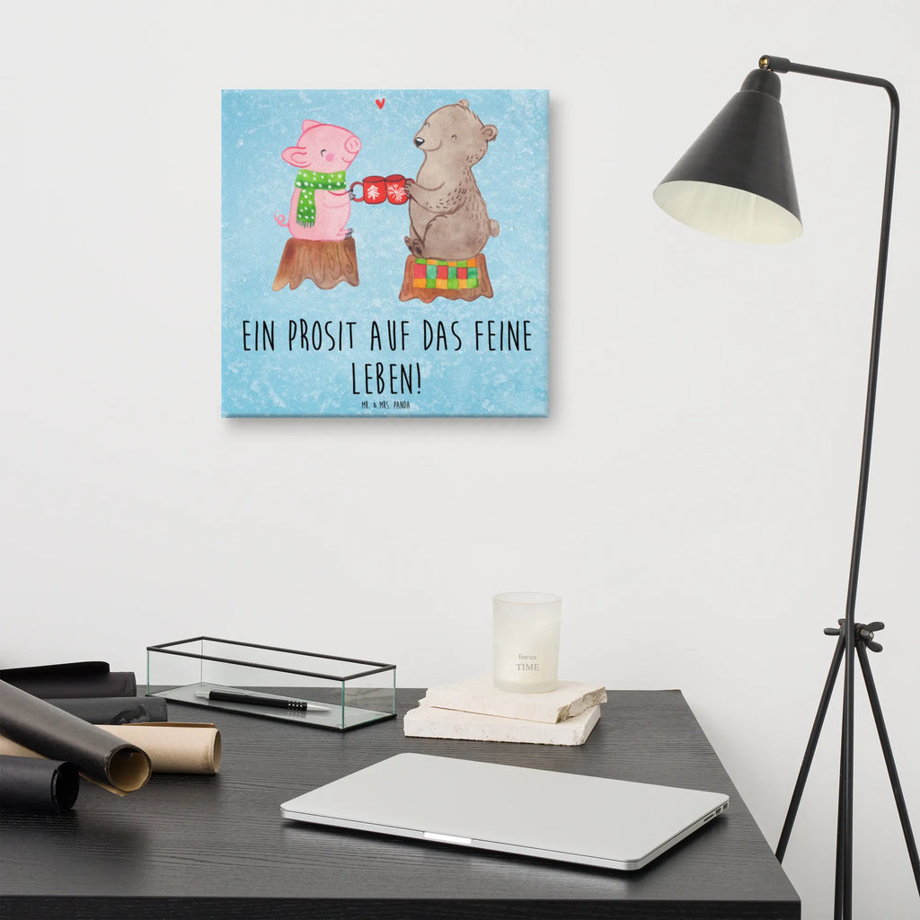 Canvas picture Glowing Pig Bash Bild, Leinwand, Dekoration, Wanddeko, Kunstdruck, Winter, Weihnachten, Weihnachtsdeko, Nikolaus, Advent, Heiligabend, Wintermotiv, Alles Gute, Prost, Bär, Schwein, Weihnachtszeit