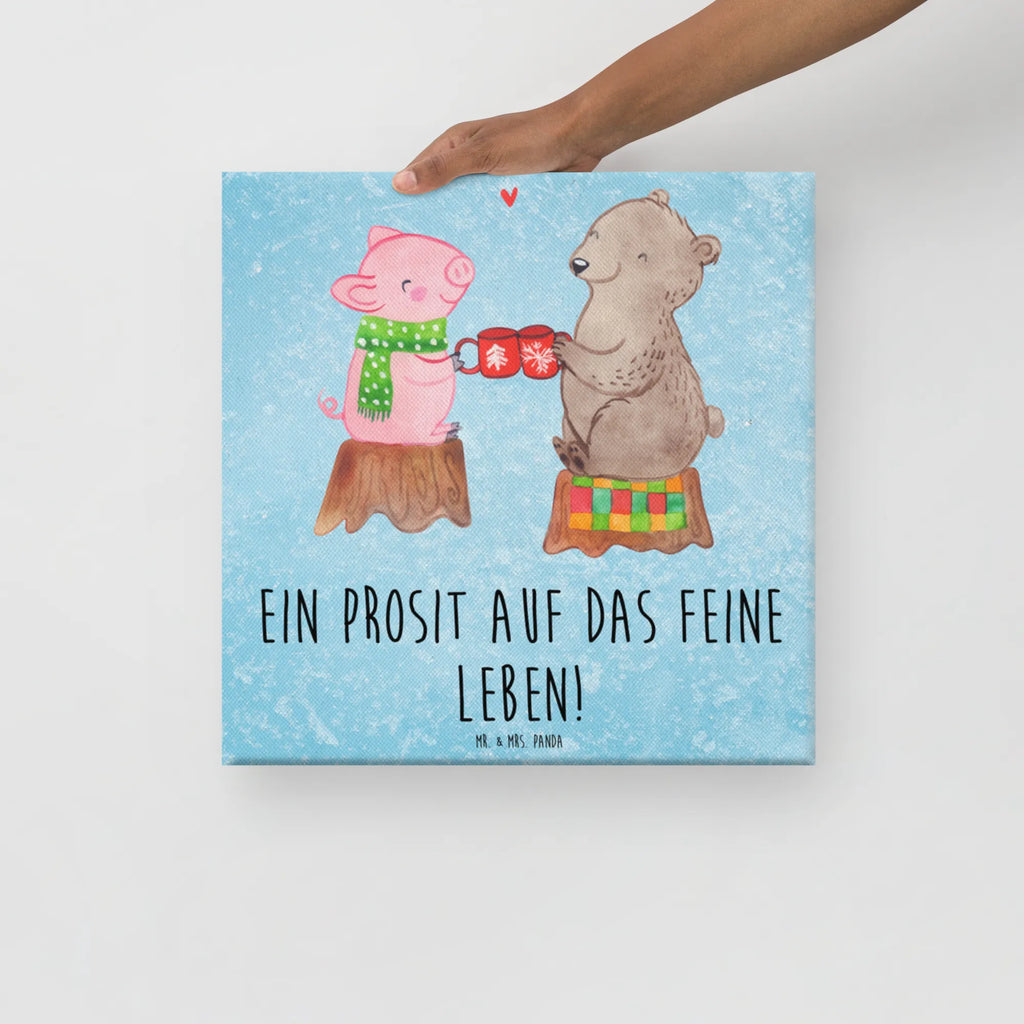 Canvas picture Glowing Pig Bash Bild, Leinwand, Dekoration, Wanddeko, Kunstdruck, Winter, Weihnachten, Weihnachtsdeko, Nikolaus, Advent, Heiligabend, Wintermotiv, Alles Gute, Prost, Bär, Schwein, Weihnachtszeit