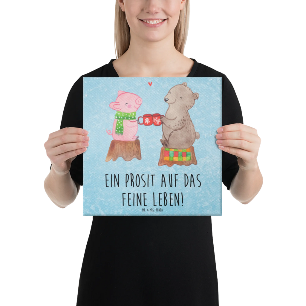 Canvas picture Glowing Pig Bash Bild, Leinwand, Dekoration, Wanddeko, Kunstdruck, Winter, Weihnachten, Weihnachtsdeko, Nikolaus, Advent, Heiligabend, Wintermotiv, Alles Gute, Prost, Bär, Schwein, Weihnachtszeit