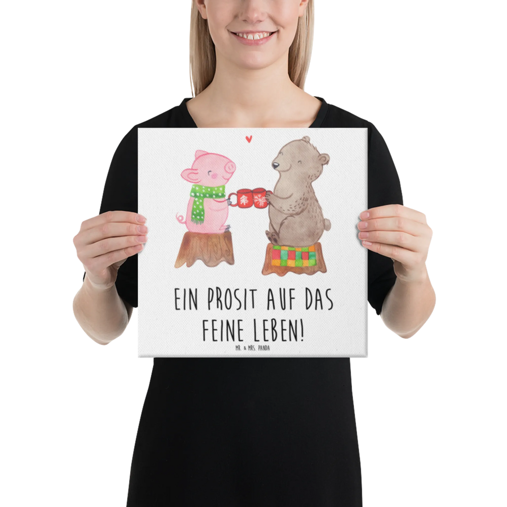 Canvas picture Glowing Pig Bash Bild, Leinwand, Dekoration, Wanddeko, Kunstdruck, Winter, Weihnachten, Weihnachtsdeko, Nikolaus, Advent, Heiligabend, Wintermotiv, Alles Gute, Prost, Bär, Schwein, Weihnachtszeit