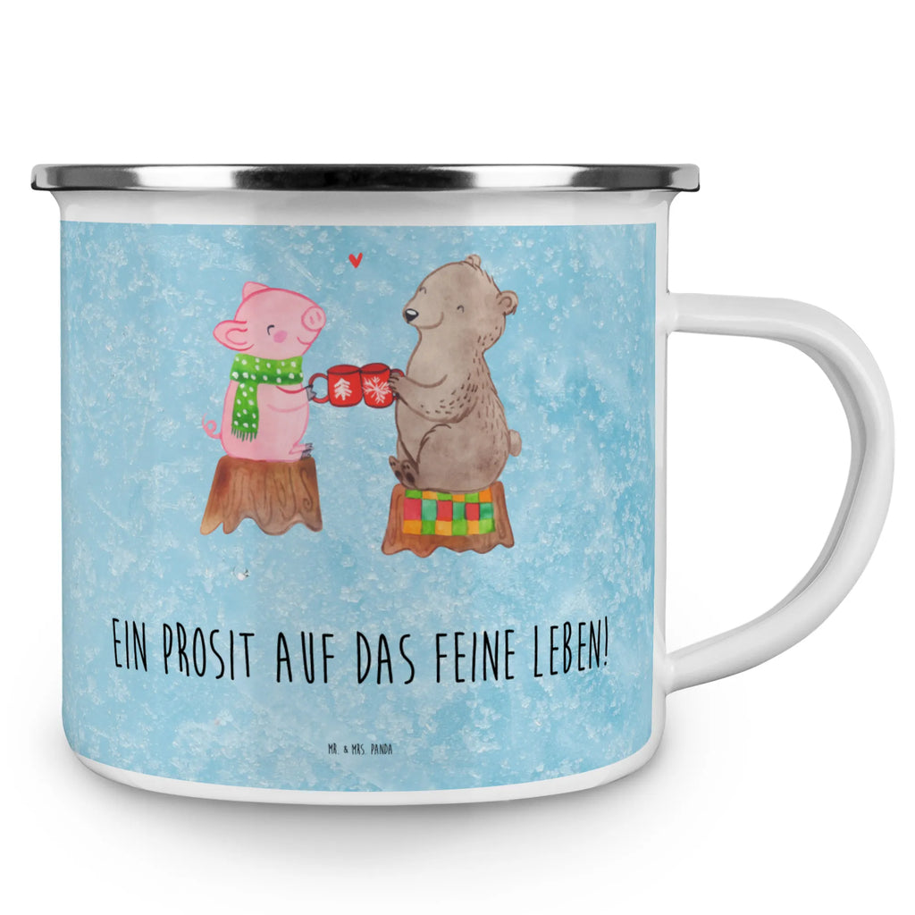 Kempingowy kubek emaliowany Ciepły prosiaczek Impreza Zima, Boże Narodzenie, dekoracje świąteczne, Mikołaj, Adwent, Wigilia, zimowy motyw