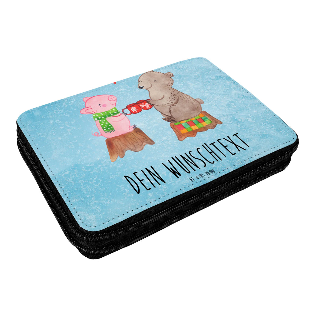Personalised leather folder Glowing Pig Bash Winter, Christmas, Christmas time, snow