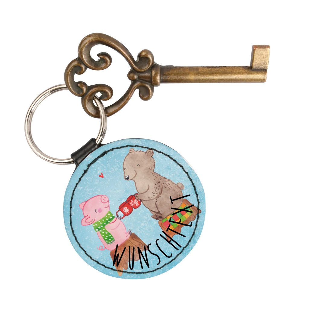 Personalizowany brelok do kluczy Ciepły prosiaczek Impreza Zima, Boże Narodzenie, dekoracje świąteczne, Mikołaj, Adwent, Wigilia, zimowy motyw