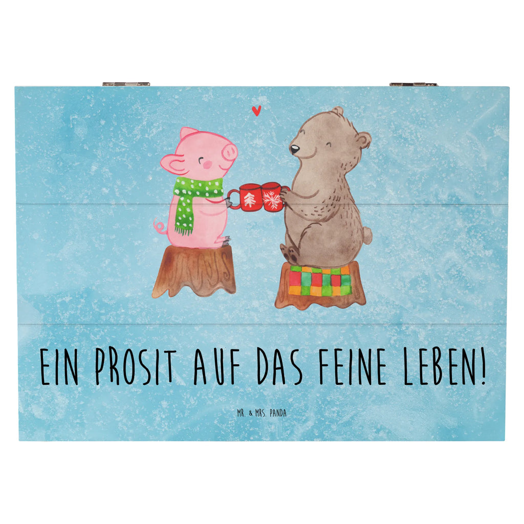 Wooden chest Glowing Pig Bash Geschenkbox, Geschenkdose, Aufbewahrungsbox, XXL, Truhe, Dekokiste, Holzkiste, Erinnerungsbox, Kiste, Schatulle, Schatzkiste, Erinnerungskiste, Winter, Weihnachten, Weihnachtsdeko, Nikolaus, Advent, Heiligabend, Wintermotiv, Weihnachtszeit, Bär, Alles Gute, Prost, Schwein