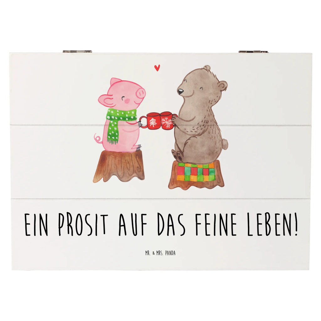 Wooden chest Glowing Pig Bash Geschenkbox, Geschenkdose, Aufbewahrungsbox, XXL, Truhe, Dekokiste, Holzkiste, Erinnerungsbox, Kiste, Schatulle, Schatzkiste, Erinnerungskiste, Winter, Weihnachten, Weihnachtsdeko, Nikolaus, Advent, Heiligabend, Wintermotiv, Weihnachtszeit, Bär, Alles Gute, Prost, Schwein