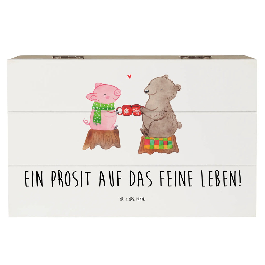 Wooden chest Glowing Pig Bash Geschenkbox, Geschenkdose, Aufbewahrungsbox, XXL, Truhe, Dekokiste, Holzkiste, Erinnerungsbox, Kiste, Schatulle, Schatzkiste, Erinnerungskiste, Winter, Weihnachten, Weihnachtsdeko, Nikolaus, Advent, Heiligabend, Wintermotiv, Weihnachtszeit, Bär, Alles Gute, Prost, Schwein