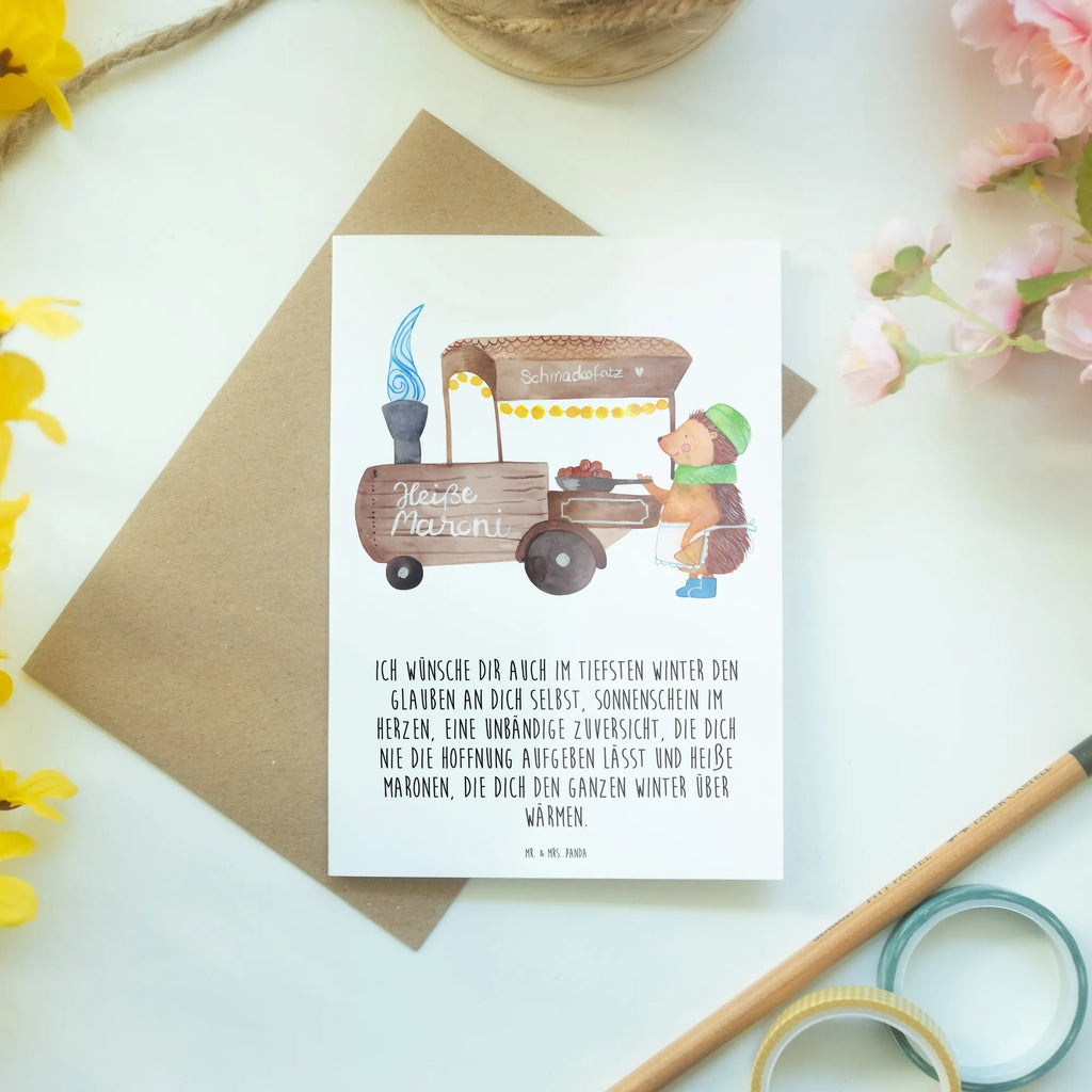 Kartka okolicznościowa Jeż kasztany Ansichtskarten, Einladungskarte, Karte, Grußkarte, Hochzeitskarte, Geburtstagskarte, Glückwunschkarte, Klappkarte, Winter, Weihnachten, Weihnachtsdeko, Nikolaus, Advent, Heiligabend, Wintermotiv, Duft, Kastanien, Weihnachtsmarkt, Maronen