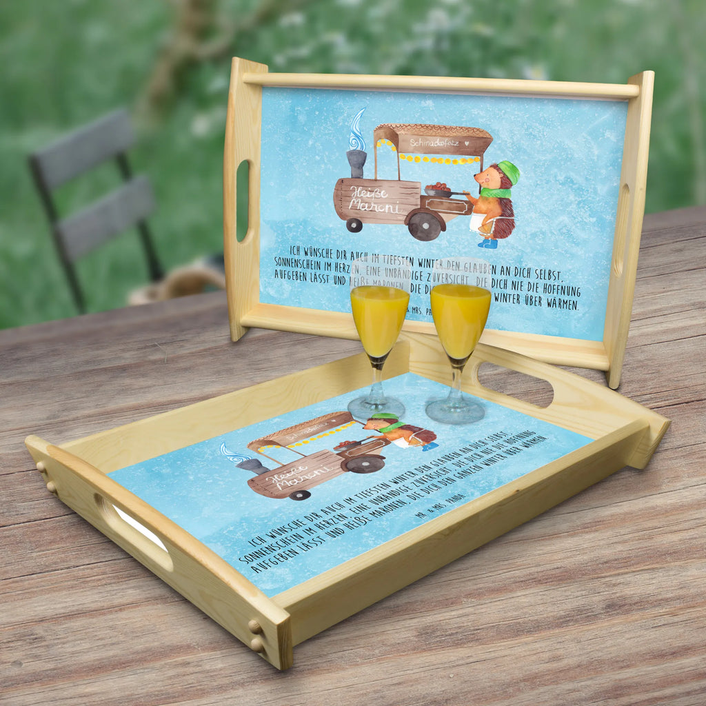 Serviertablett Igel Maronen Küchentablett, Dekotablett, Serviertablett, Tablett, Frühstückstablett, Holztablett, Winter, Weihnachten, Weihnachtsdeko, Nikolaus, Advent, Heiligabend, Wintermotiv, Kastanien, Maronen, Duft, Weihnachtsmarkt