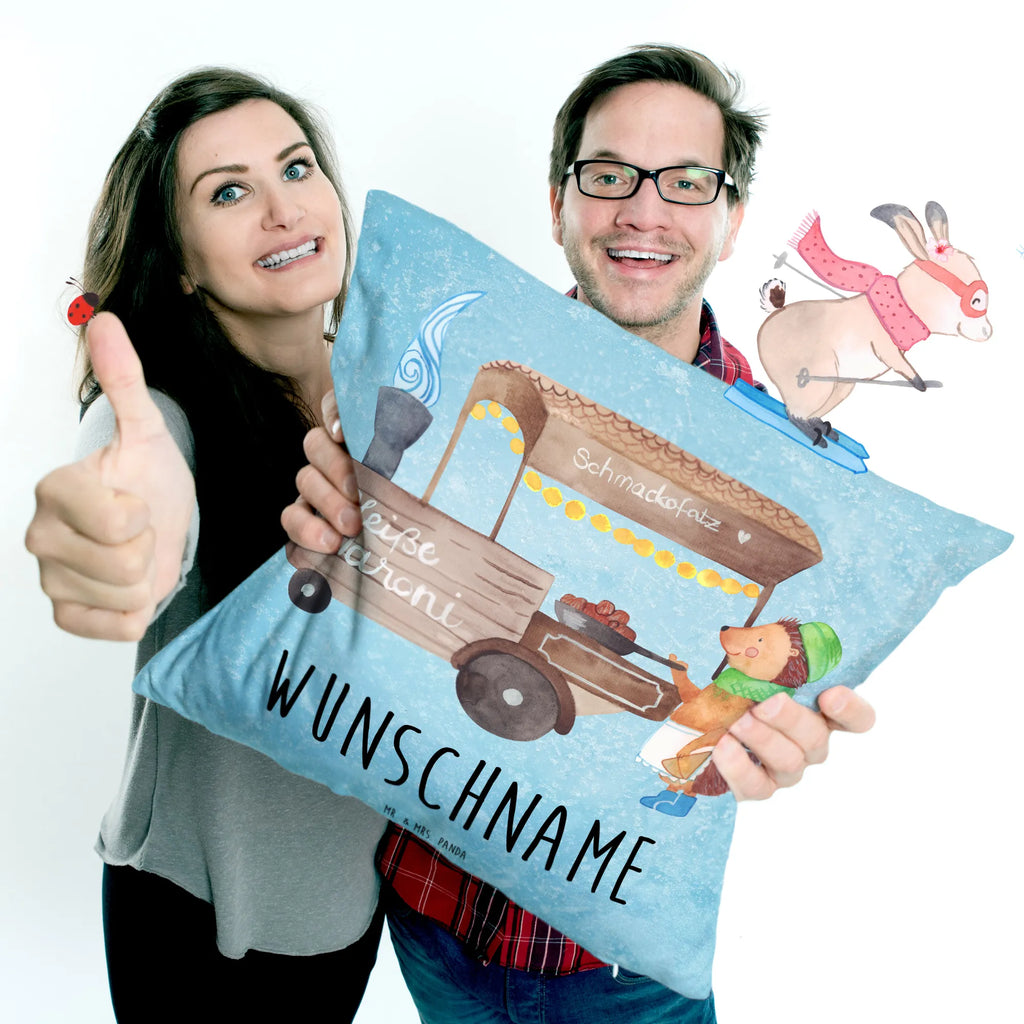 Personalised cushion hedgehog Chestnuts Winter, Christmas, Christmas time, snow