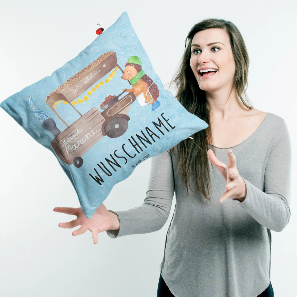 Personalised cushion hedgehog Chestnuts Winter, Christmas, Christmas time, snow