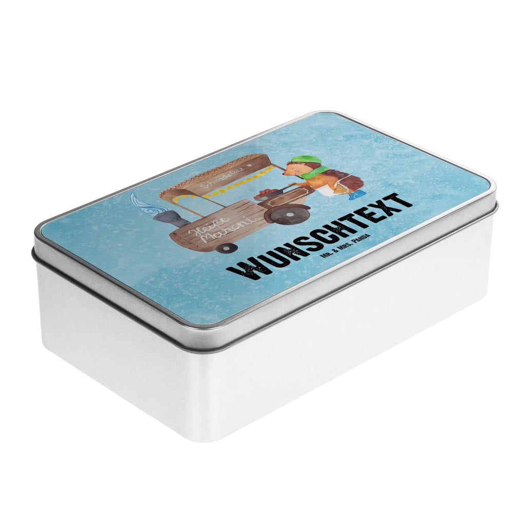 Personalised metal tin hedgehog Chestnuts Winter, Christmas, Christmas time, snow