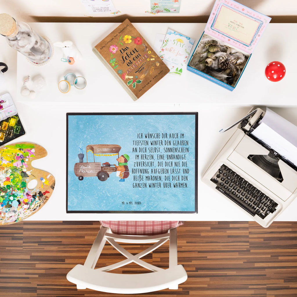 Schreibtischunterlage Igel Maronen Schreibtischauflage, Büroartikel, Schreibwaren, Schreibunterlage, Bürobedarf, Schreibtischunterlage Groß, Schreibtisch Unterlagen, Winter, Weihnachten, Weihnachtsdeko, Nikolaus, Advent, Heiligabend, Wintermotiv, Weihnachtsmarkt, Maronen, Kastanien, Duft