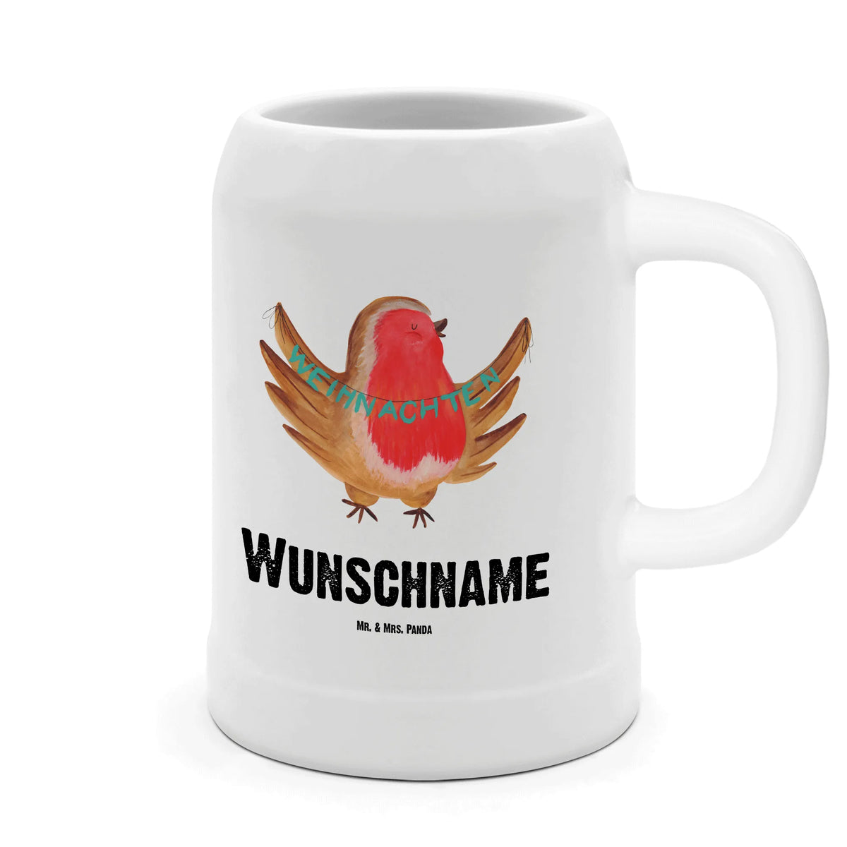 Personalizowany kufel piwa rudzik Boże Narodzenie Zima, Boże Narodzenie, dekoracje świąteczne, Mikołaj, Adwent, Wigilia, zimowy motyw