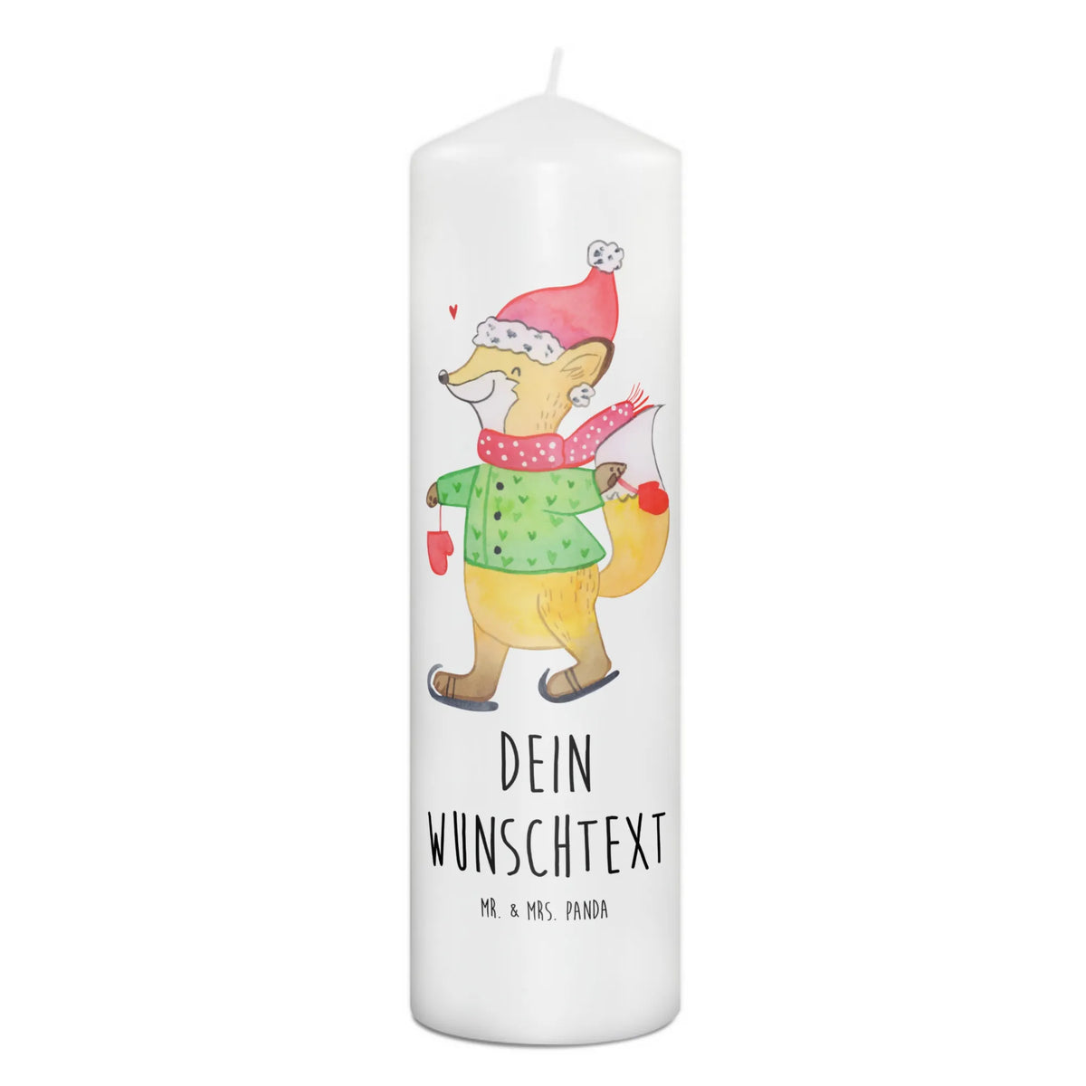 Personalised candle Fox skates Christmas time, snow, fir tree, christmas days, christmas eve, christmas tree, christmas time, christmas present, santa claus
