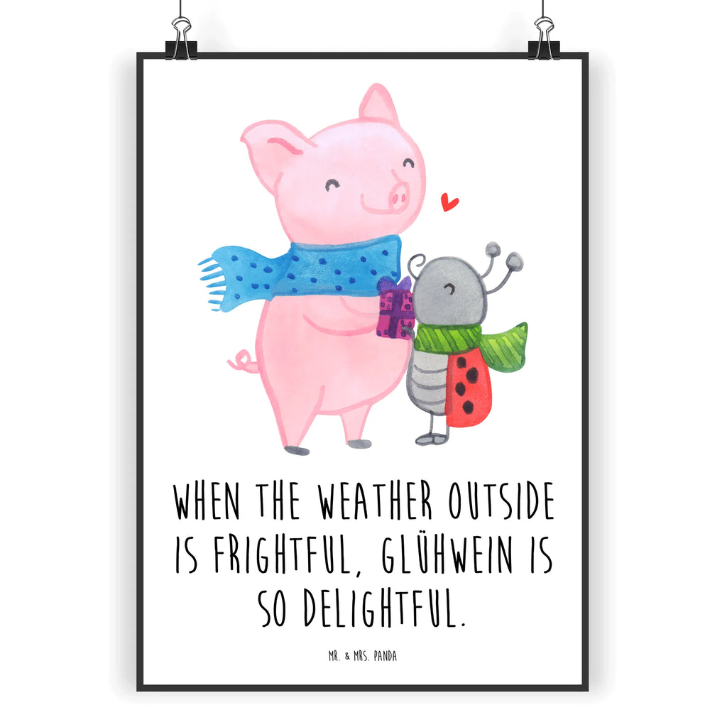 Poster Glow Pig Snuggle Winter, Christmas, Christmas time, snow