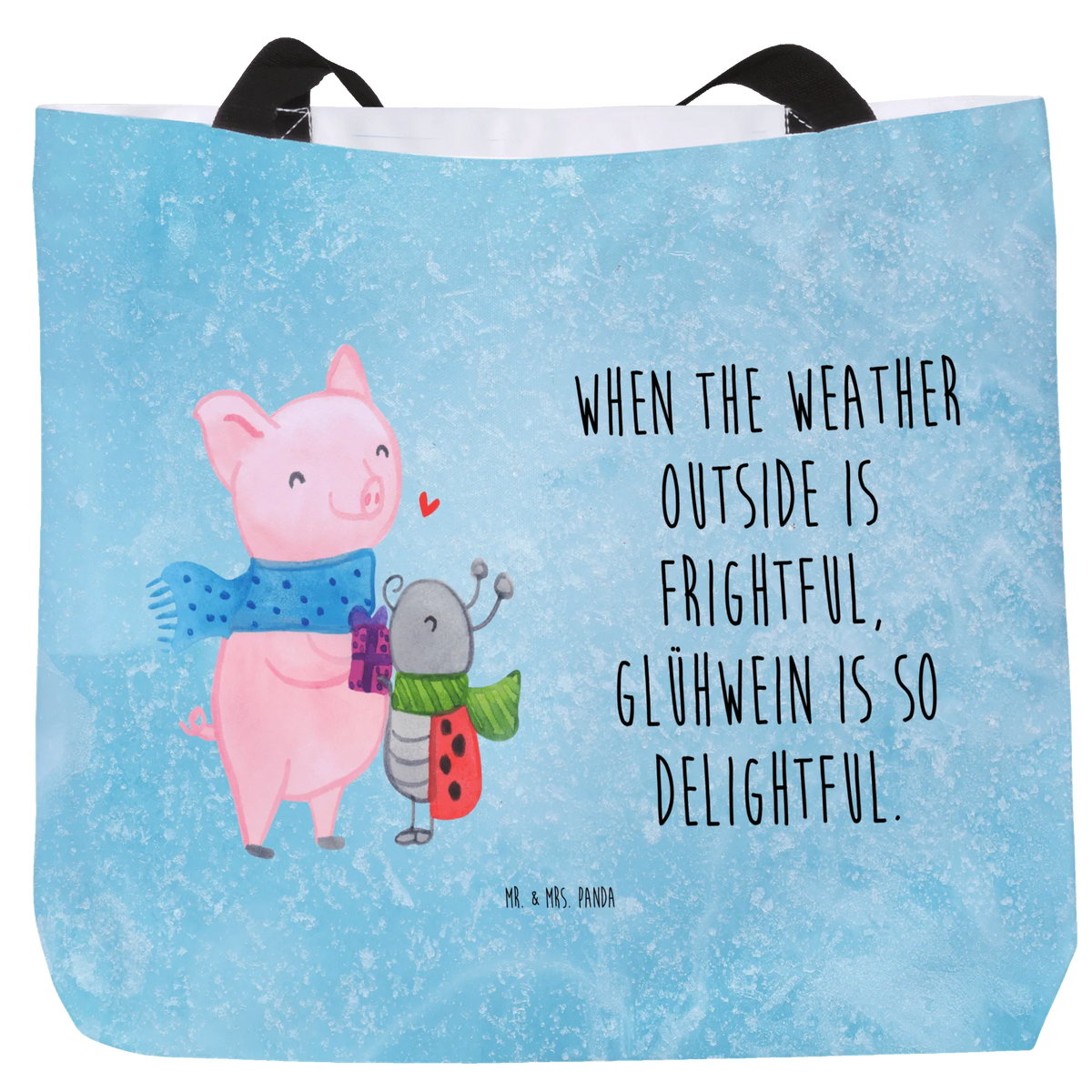 Shopper Glow Pig Snuggle large, beach bag, bag, carrier bag, shopping bag, handle bag, XXL, shopper, woman, Winter, Christmas, Christmas time, snow