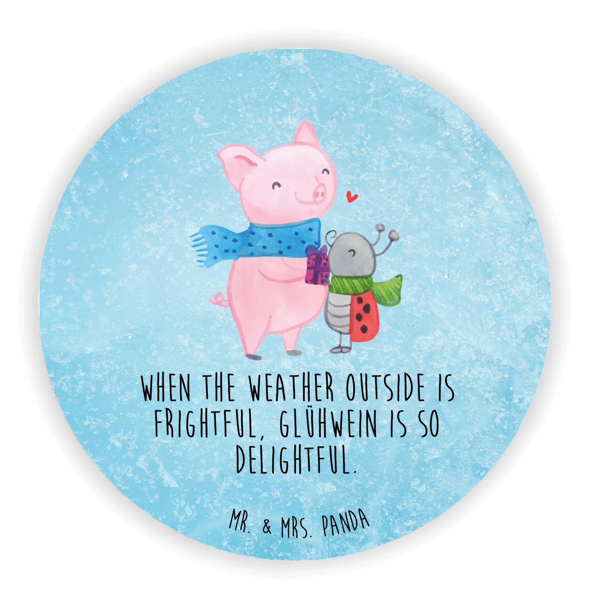 Round magnet Glow Pig Snuggle refrigerator magnets, office magnet, refrigerator magnet, calendar magnet, magnet, magnetic board, Winter, Christmas, Christmas time, snow