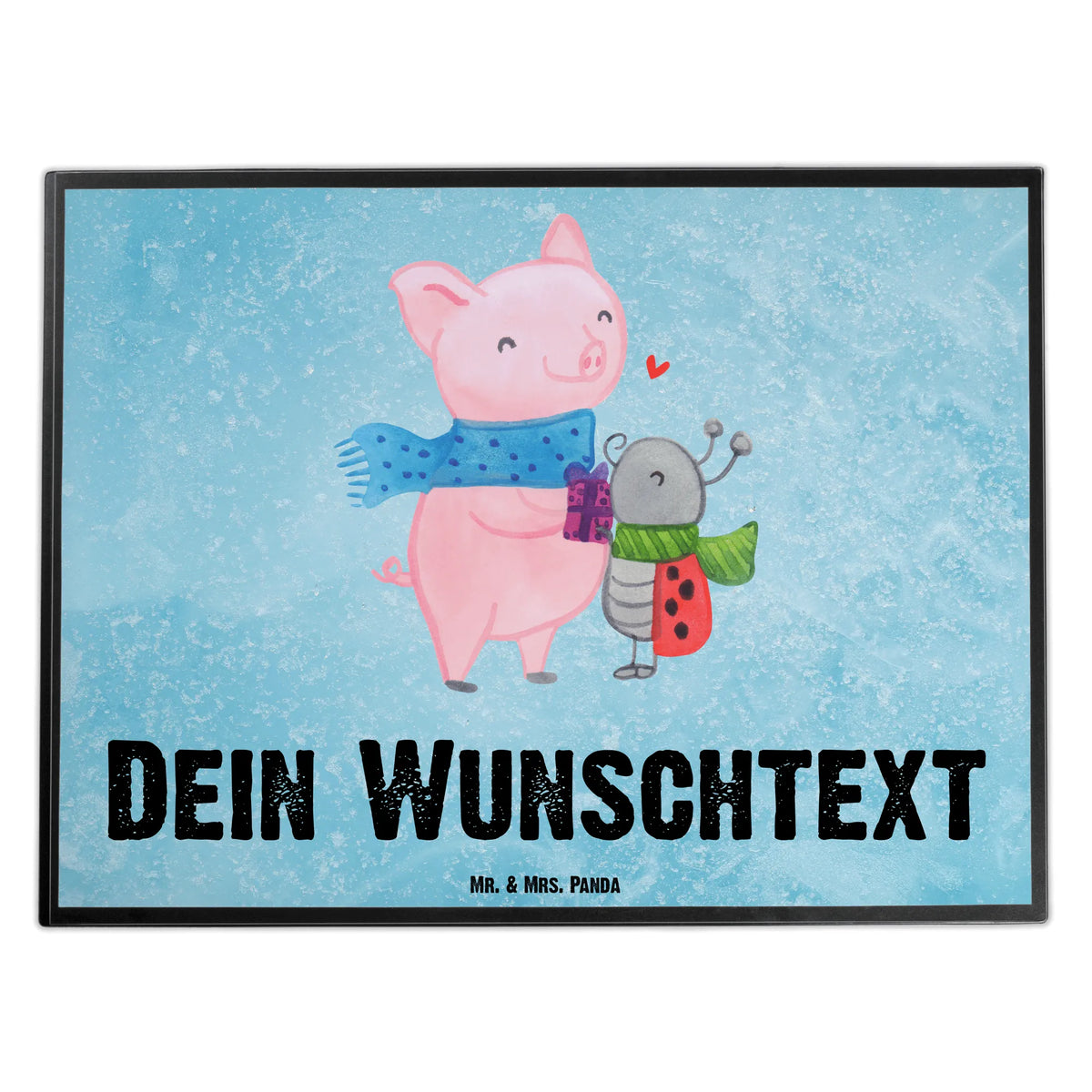 Personalised desk pad Glow Pig Snuggle Winter, Christmas, Christmas time, snow