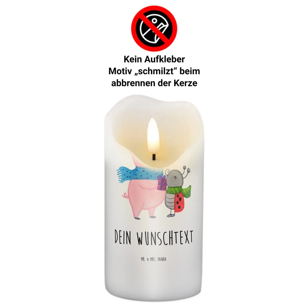 Personalised candle Glow Pig Snuggle Winter, Christmas, Christmas time, snow