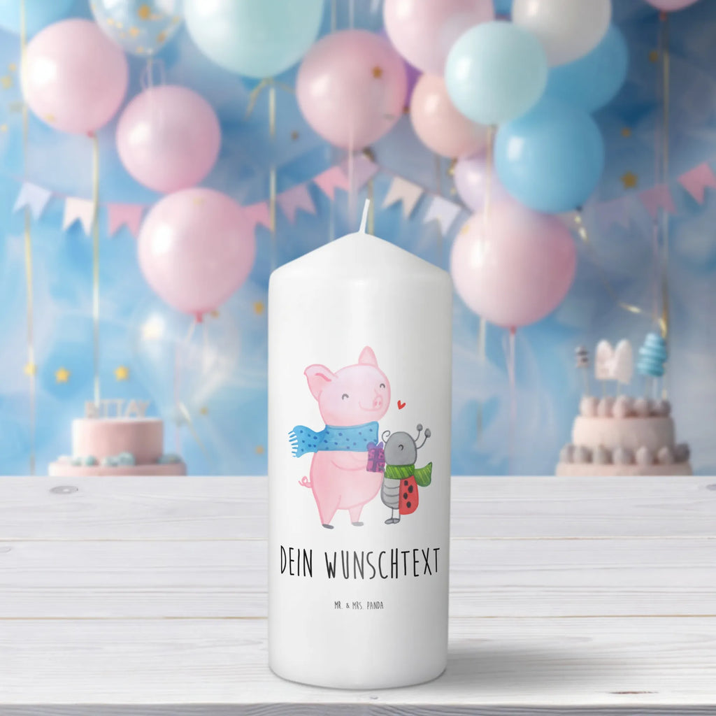 Personalised candle Glow Pig Snuggle Winter, Christmas, Christmas time, snow