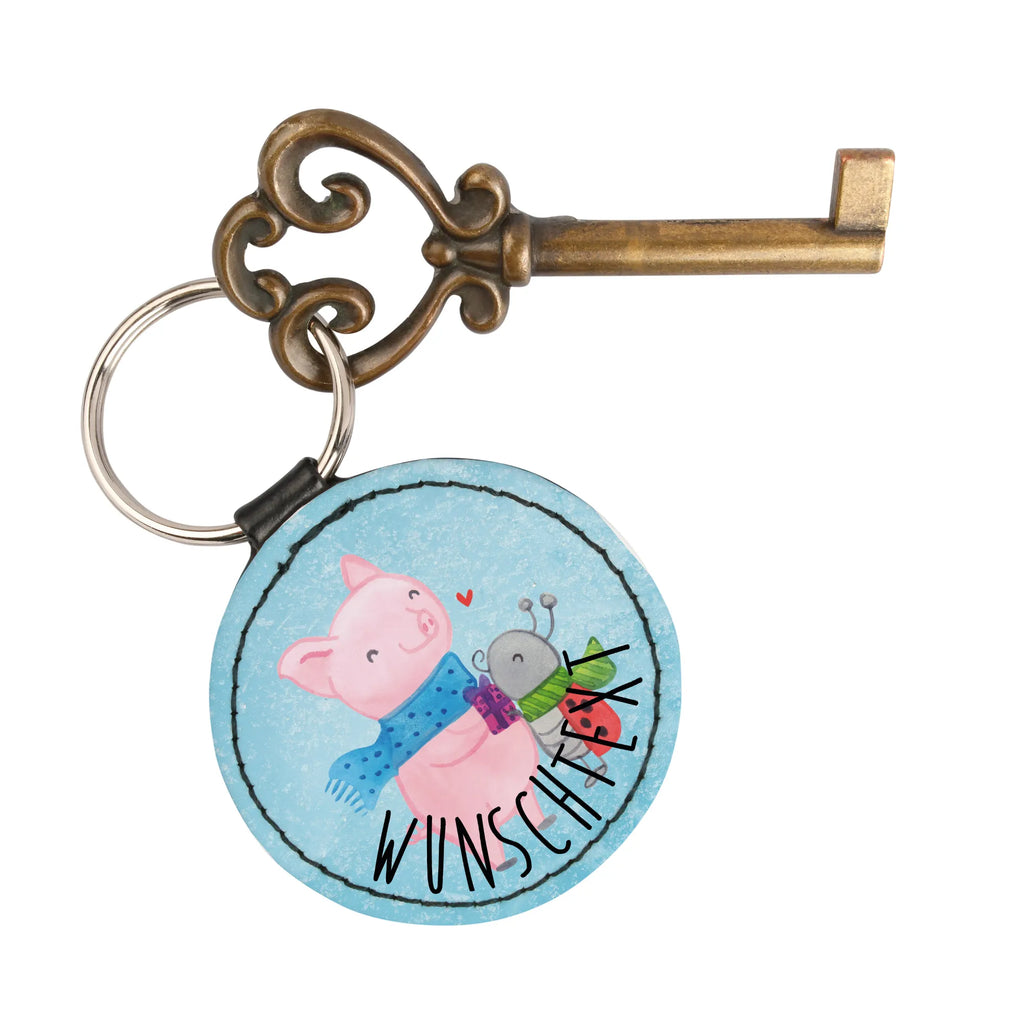 Personalised key ring Glow Pig Snuggle Winter, Christmas, Christmas time, snow