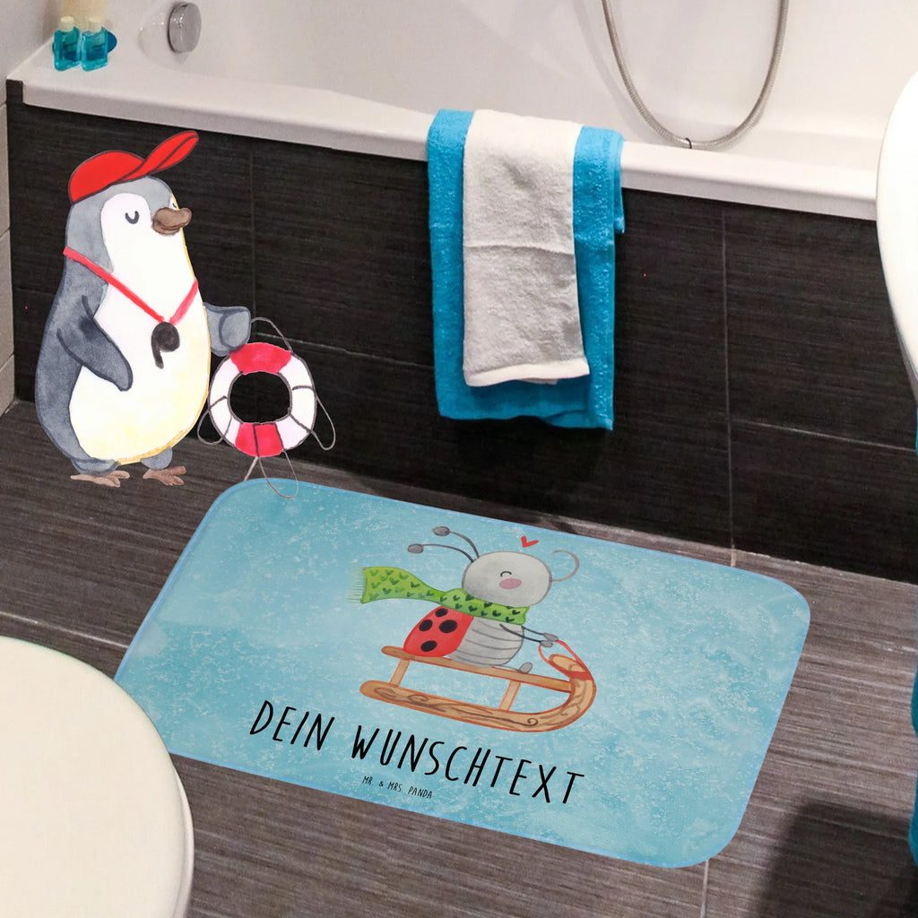 Personalised bath mat Smörle sledding Winter, Christmas, Christmas time, snow