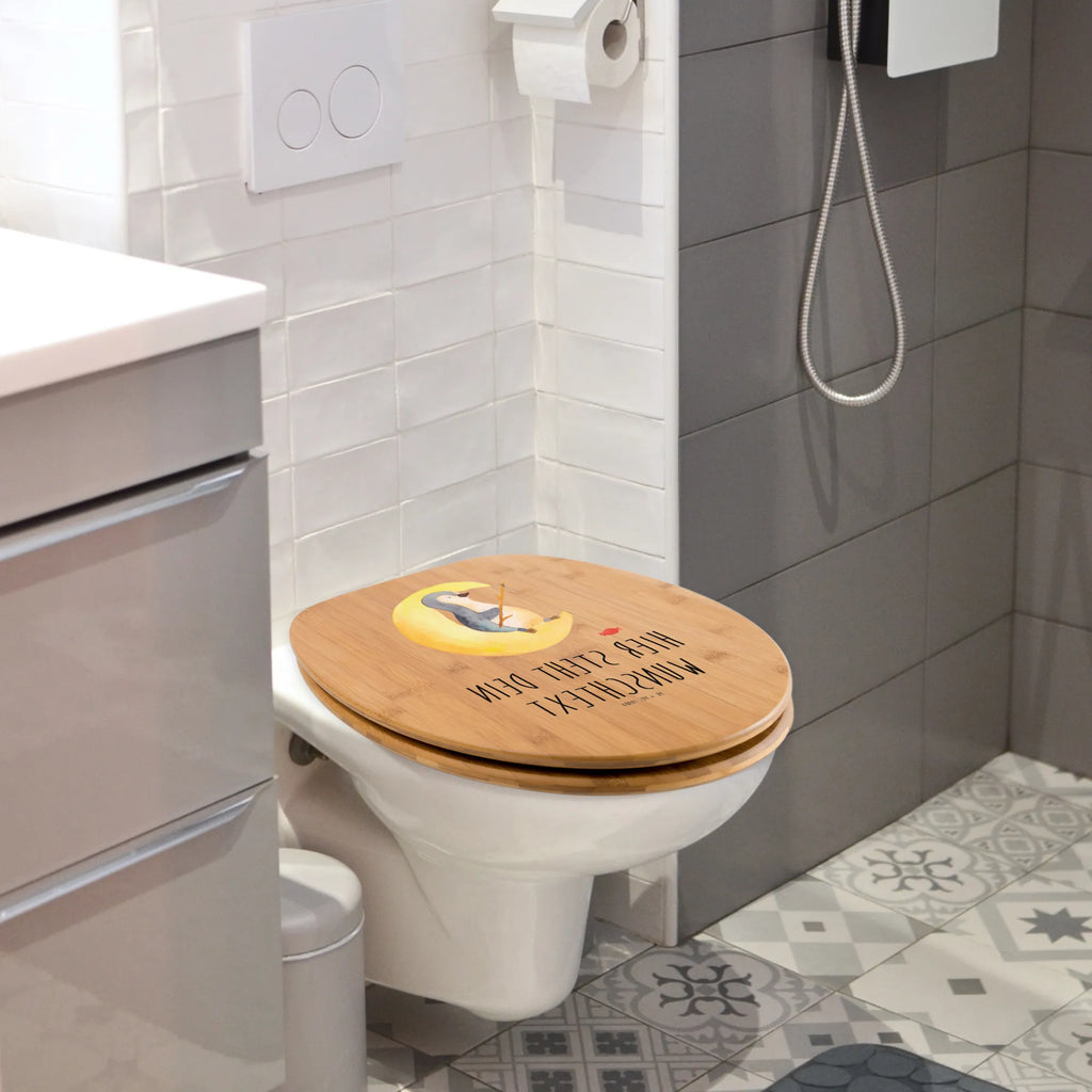 Personalisierter WC Sitz Motiv Pinguin Mond Personalisierter Klodeckel, Toilettendeckel mit Namen, WC Sitz mit Namen, Personalisierte Klobrille, Personalisierter WC-Sitz, Personalisierter Toilettendeckel, Pinguin, Spruch, Einschlafen, Schlafstörungen, Nachtruhe, Pinguine, Schlafzimmer, Gästezimmer, schlafen